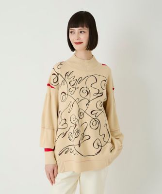＜HIROKO BIS（Women/小さいサイズ）＞【小さいサイズ】ニュアンス刺繍アクセントニットプルオーバー