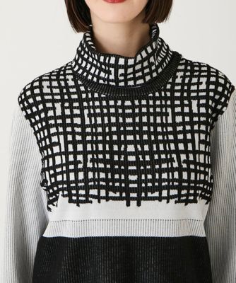 小さいサイズ】チェックアクセントタートルネックニット | HIROKO BIS