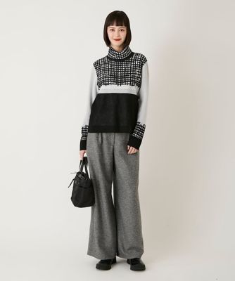 小さいサイズ】チェックアクセントタートルネックニット | HIROKO BIS
