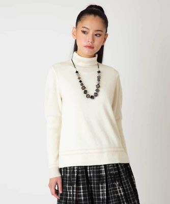 小さいサイズ】ボーダーネックスパンコールニットプルオーバー