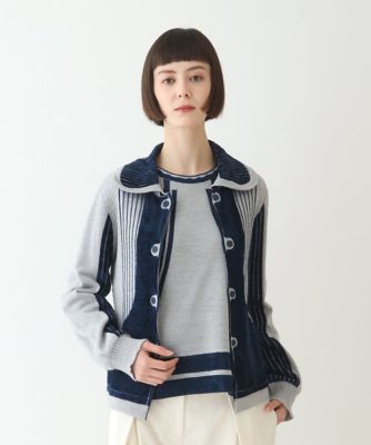 ＜HIROKO BIS（Women/小さいサイズ）＞【小さいサイズ】フェザーヤーンジャカードニットカーディガン
