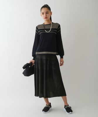 小さいサイズ】ホールガーメントボーダー柄ニットプルオーバー