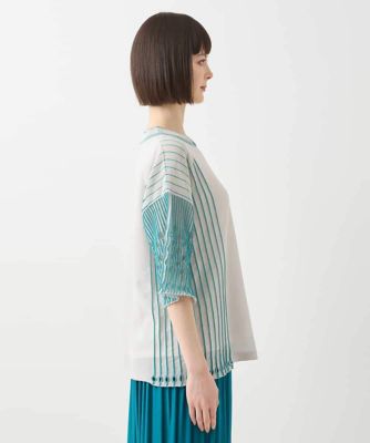 【小さいサイズ／洗える】ペーパーヤーンデザインニットプルオーバー