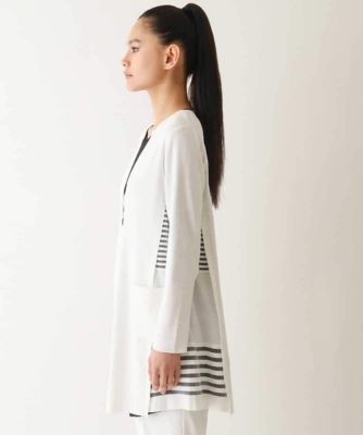 小さいサイズ／接触冷感】シアーボーダーアクセントニット