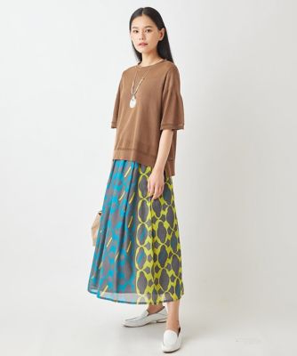 小さいサイズ／アンサンブル対応】スクエアヘムペーパーヤーンニット