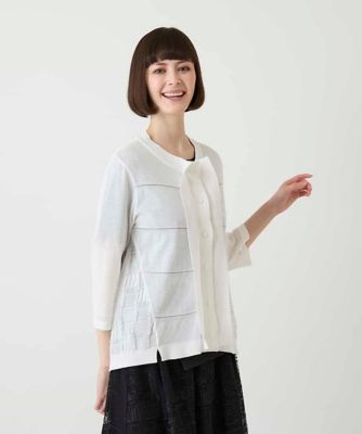小さいサイズ】 パターン切り替えニットカーディガン | HIROKO BIS