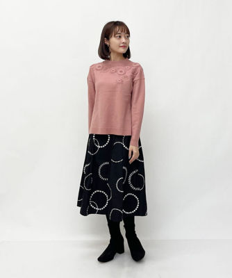 小さいサイズ／洗える】サークル刺繍フレアスカート | ファッション 