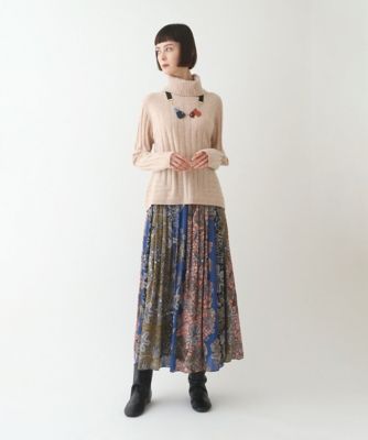 【小さいサイズ／洗濯機で洗える】レースプリントギャザーフレアスカート