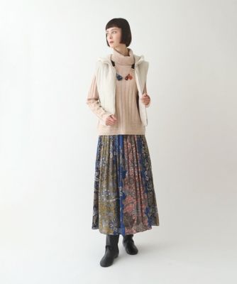 【小さいサイズ／洗濯機で洗える】レースプリントギャザーフレアスカート