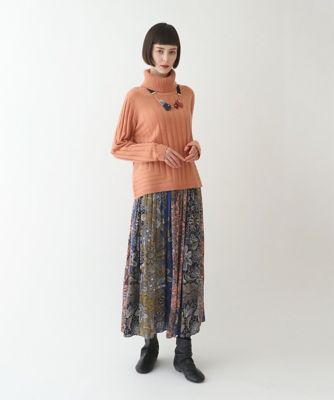 【小さいサイズ／洗濯機で洗える】レースプリントギャザーフレアスカート