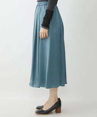 【小さいサイズ／洗濯機で洗える】サテンギャザーフレアスカート