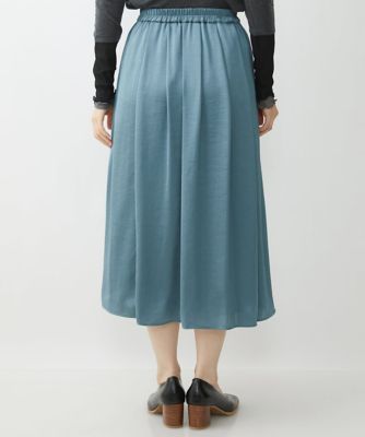 【小さいサイズ／洗濯機で洗える】サテンギャザーフレアスカート