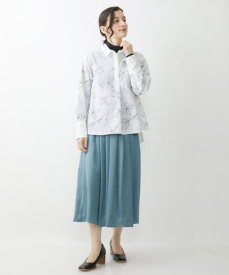 【小さいサイズ／洗濯機で洗える】サテンギャザーフレアスカート