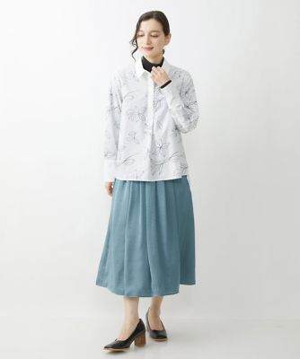 【小さいサイズ／洗濯機で洗える】サテンギャザーフレアスカート