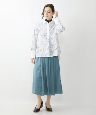 【小さいサイズ／洗濯機で洗える】サテンギャザーフレアスカート
