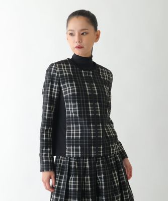 ＜HIROKO BIS（Women/小さいサイズ）＞【小さいサイズ】チェックジャカードジップアップジャケット