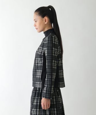 ピ*マ様 新品　ヒロコビス　HIROKO BIS コート ジャケット　11号　ベ 小さいサイズ】チェックジャカードジップアップジャケット | HIROKO