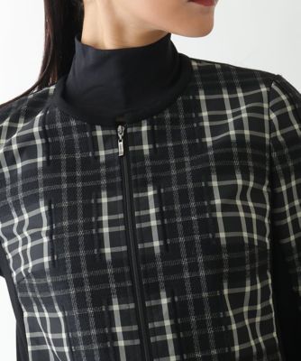 小さいサイズ】チェックジャカードジップアップジャケット | HIROKO