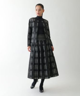 小さいサイズ】チェックジャカードジップアップジャケット | HIROKO