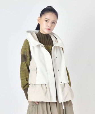 小さいサイズ】カットソージョイントフーディーダウンベスト | HIROKO