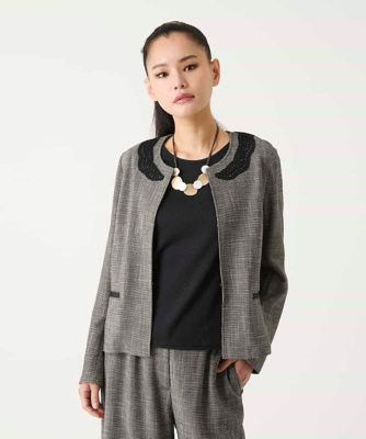 ＜HIROKO BIS（Women/小さいサイズ）＞【小さいサイズ】ツイーディーメッシュコンパクトジャケット