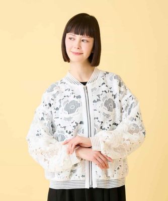 小さいサイズ】フラワーレースデザインブルゾン | HIROKO BIS (Women