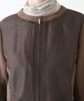 HIROKO BIS＊異素材コンビが素敵なセットアップ＊ジャケットＭ・スカートＬ 小さいサイズ】異素材ドッキングコンパクトジャケット ／洗える