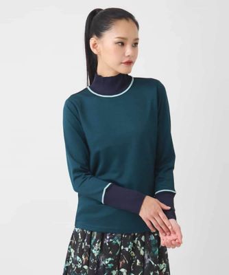 小さいサイズ】配色アクセントハイネックインナープルオーバー