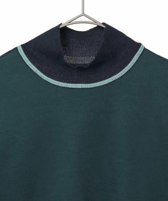 ２５FW【新品未使用 アルチビオ】配色リブサイド切り替えプルオーバー38号 小さいサイズ】配色アクセントハイネックインナープルオーバー
