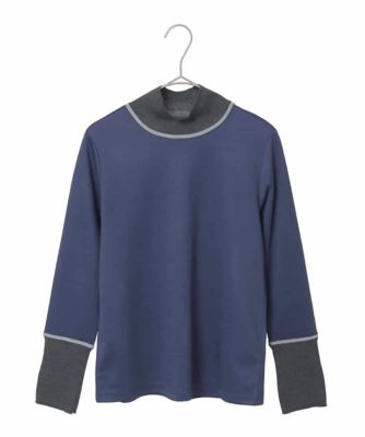 小さいサイズ】配色アクセントハイネックインナープルオーバー