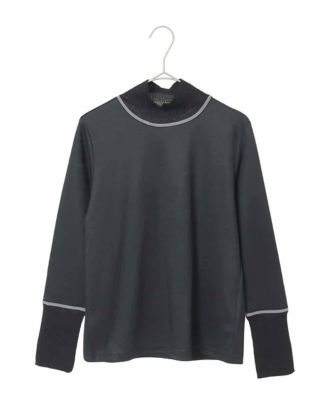 小さいサイズ】配色アクセントハイネックインナープルオーバー