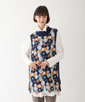 ＜HIROKO BIS（Women/小さいサイズ）＞【小さいサイズ／洗える】ニットジョイントフラワーレースベスト