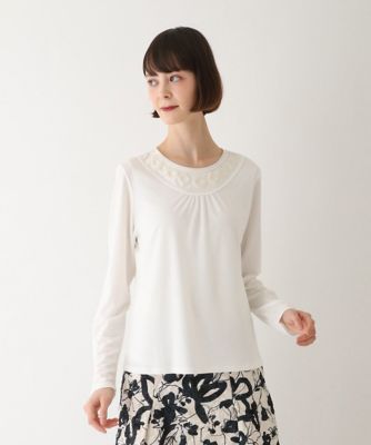 ＜HIROKO BIS（Women/小さいサイズ）＞【小さいサイズ／洗える】ネックコンシャスデザインカットソー