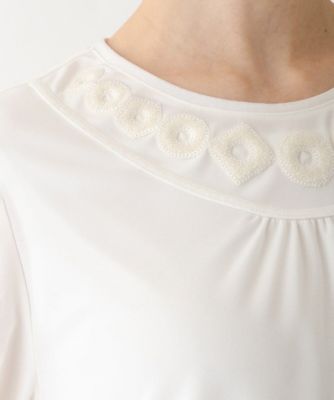 【小さいサイズ／洗える】ネックコンシャスデザインカットソー
