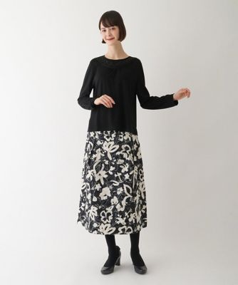 【小さいサイズ／洗える】ネックコンシャスデザインカットソー