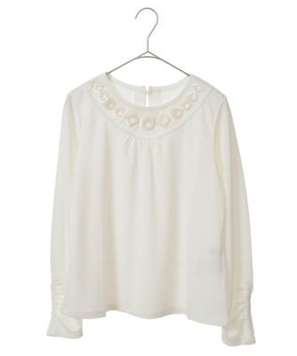 【小さいサイズ／洗える】ネックコンシャスデザインカットソー