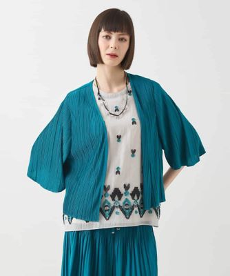 ＜HIROKO BIS（Women/小さいサイズ）＞【小さいサイズ／接触冷感／セットアップ対応】ランダムプリーツショートカーディガン