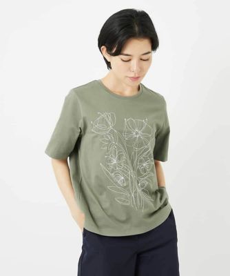 ＜HIROKO BIS（Women/小さいサイズ）＞【小さいサイズ】ステッチ刺繍デザインＴシャツ