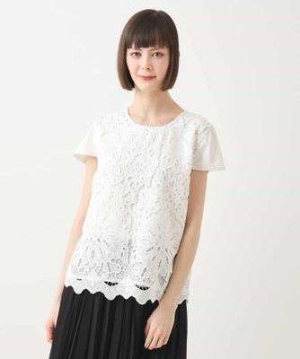 ＜HIROKO BIS（Women/小さいサイズ）＞【小さいサイズ】フラワーデコ刺繍ブラウス