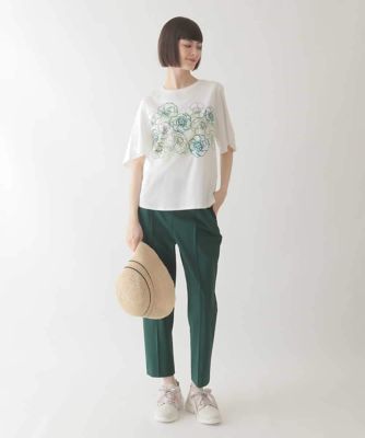 小さいサイズ／接触冷感】フラワープリントコットンカットソー