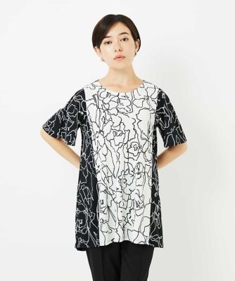 小さいサイズ】カトレア柄バイカラーデザインチュニック | HIROKO BIS