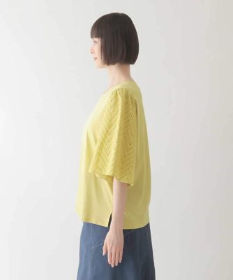 【小さいサイズ／接触冷感】コットンレースボリューム袖カットソー