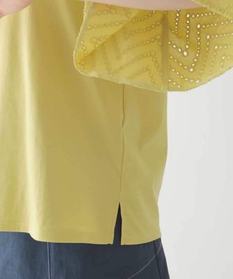 【小さいサイズ／接触冷感】コットンレースボリューム袖カットソー