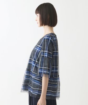 【小さいサイズ／洗濯機で洗える】ボーダー×ストライプ　ジョイントレイヤードトップ