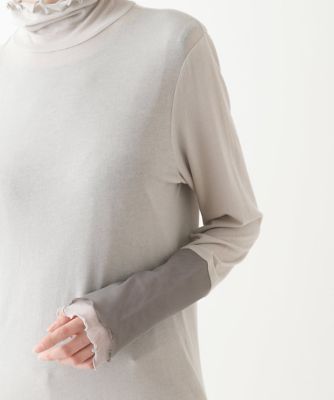 【小さいサイズ】配色チュールハイネックプルオーバー　／洗える