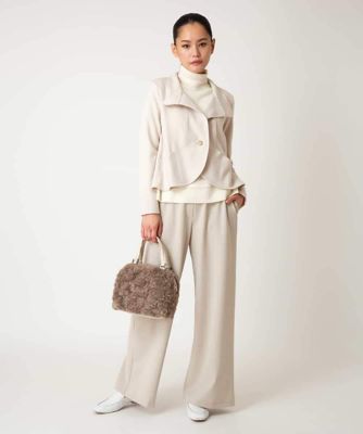 小さいサイズ】ストレッチワイドパンツ／アルガンオイル加工／洗える