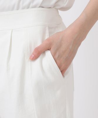 【小さいサイズ／洗濯機で洗える】カーブスリットフレアクロップドパンツ