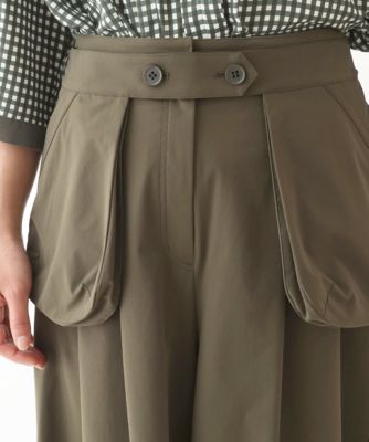 【小さいサイズ】タックフレアデザインスカーチョ／２ＷＡＹ／ポケット付きベルト／洗濯機で洗える