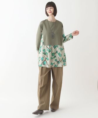 小さいサイズ】ハイライズタックワイドパンツ ／洗濯機で洗える