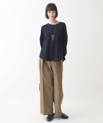 小さいサイズ】ハイライズタックワイドパンツ ／洗濯機で洗える